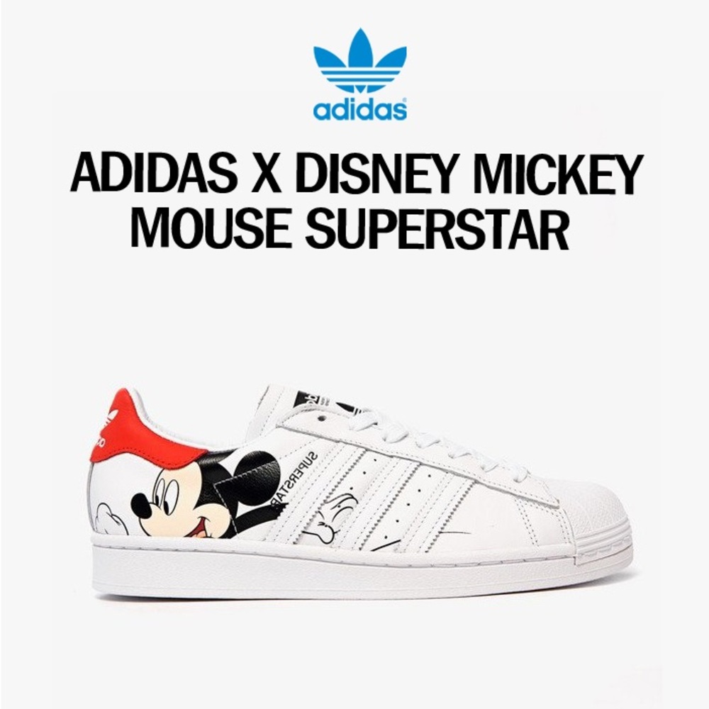 Adidas Disney Mickey Mouse Superstar Cloud White Core Black FW2901 Mens Size 9.5